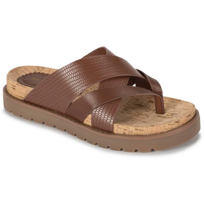 Baretraps Womens Deirdra Faux Leather Slide Sandals