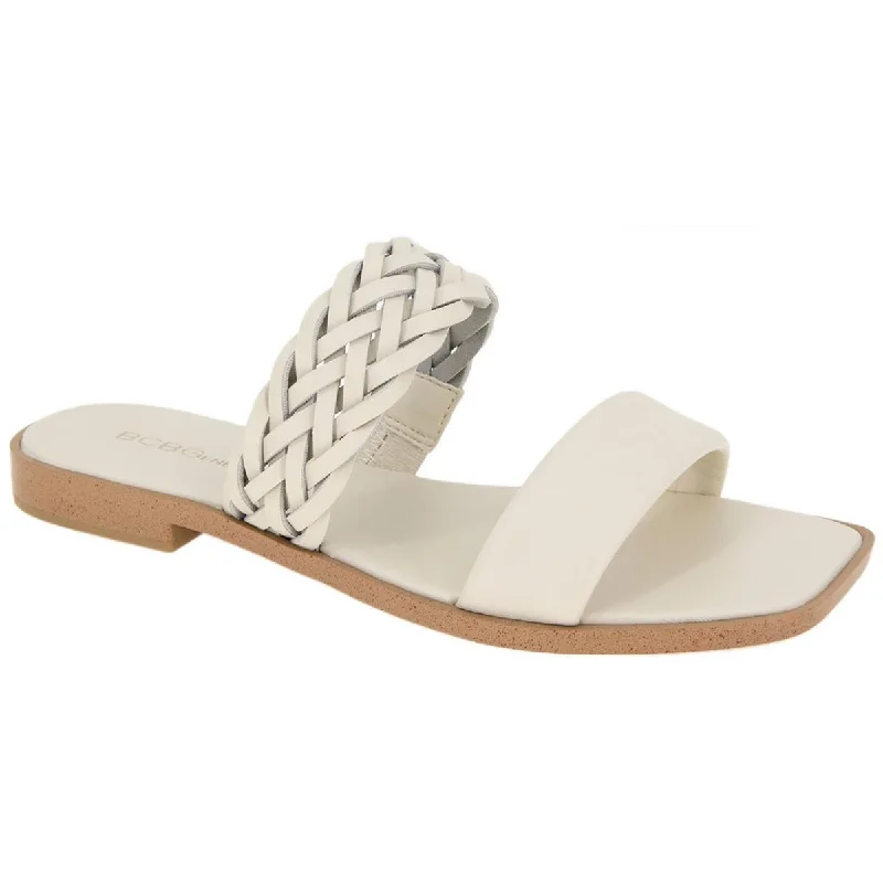 BCBGeneration Womens Lereda Faux Leather Slide Sandals