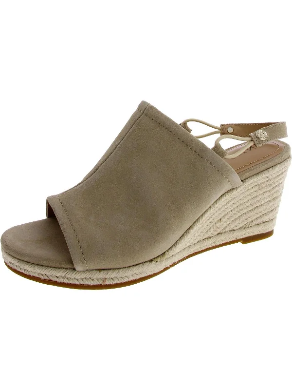 Cai Womens Suede Peep-Toe Wedge Sandals