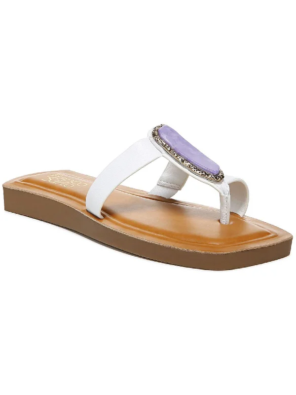 Capri Womens Leather Embellished Thong Sandals