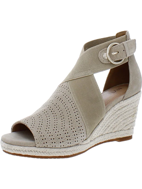 Charisma Womens Suede Peep-Toe Wedge Sandals