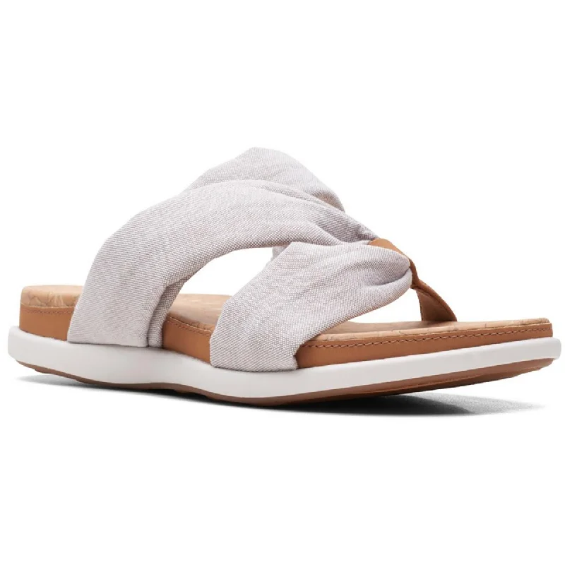 Clarks Womens Eliza Skip Canvas Slip On Slide Sandals