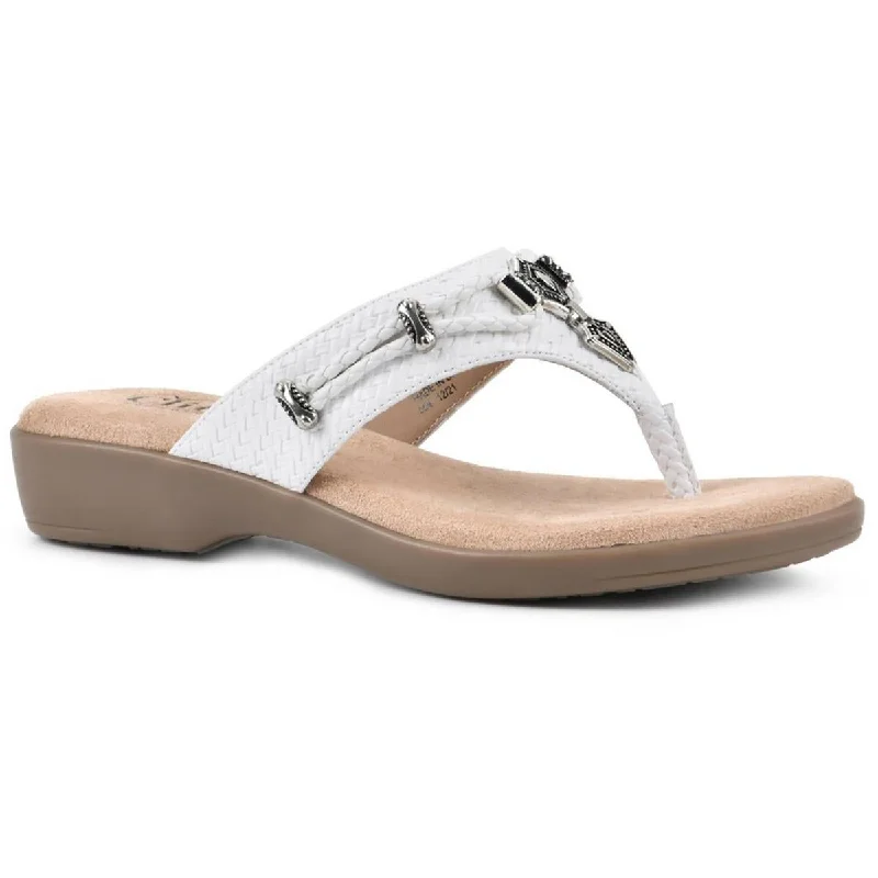 Cliffs by White Mountain Womens Bailee Embellished Slip On Thong Sandals