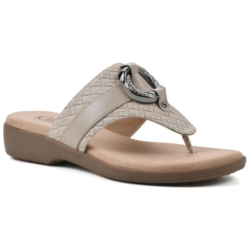 Cliffs by White Mountain Womens Benedict Faux Leather Thong Sandals