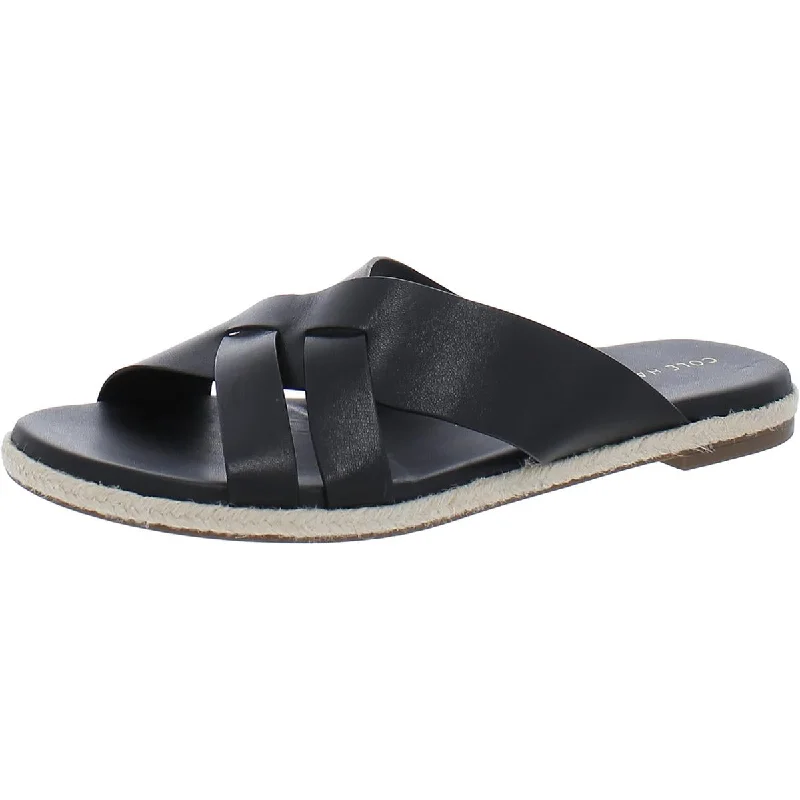 Cole Haan Womens Faux Leather Slip-On Slide Sandals