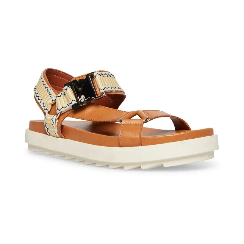 Cool Planet by Steve Madden Womens Astridd Faux Leather Footbed Sandals