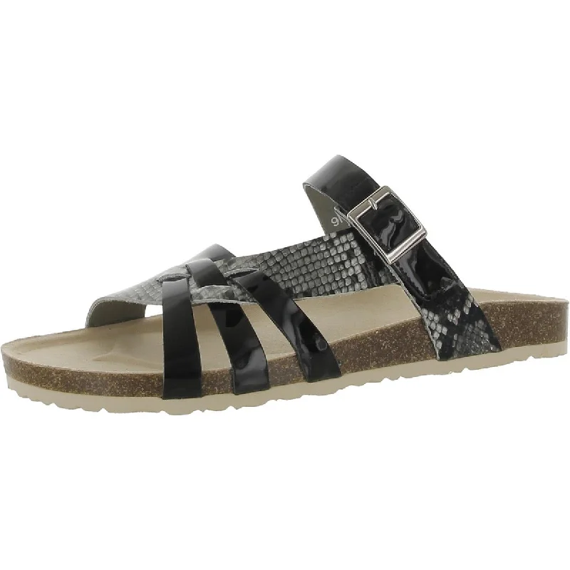 David Tate Womens Warm Leather Cork Slide Sandals