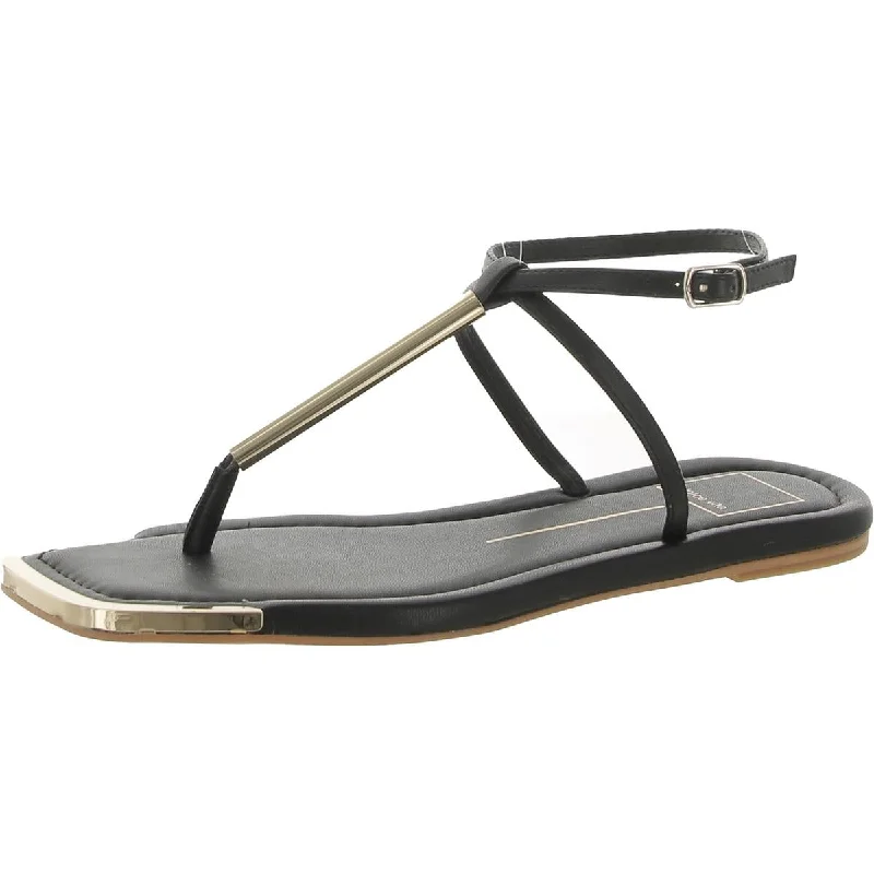 Dolce Vita Womens Faux Leather Adjustable Thong Sandals