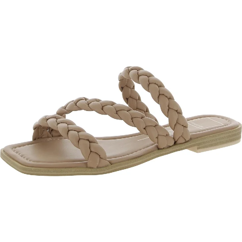 Dolce Vita Womens Faux Leather Slip-On Slide Sandals