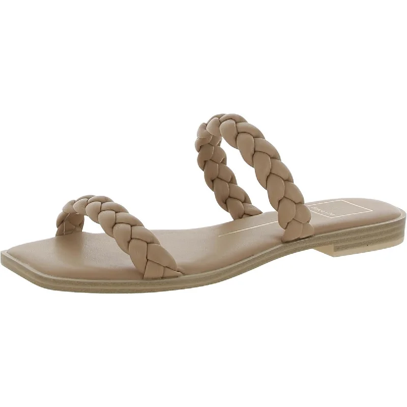 Dolce Vita Womens Iwana Braided Faux Leather Slide Sandals