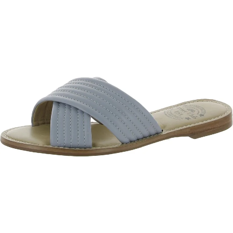 Driver Club USA Womens Santa Monica Leather Slip On Slide Sandals