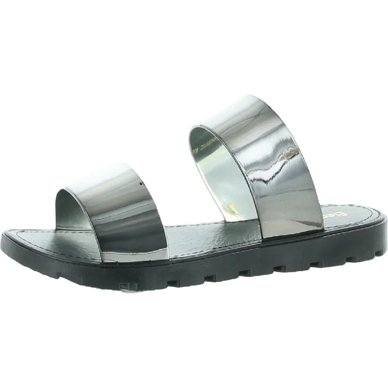 Electric Karma Womens Grove Metallic Slip On Slide Sandals