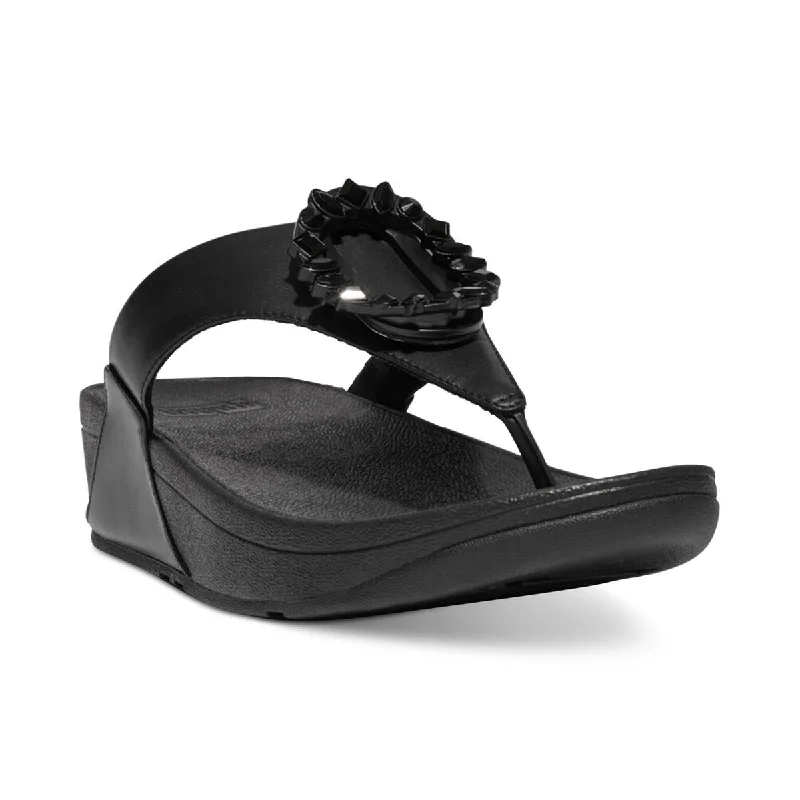 Fitflop Womens Lulu Crystal Leather Thong Wedge Sandals