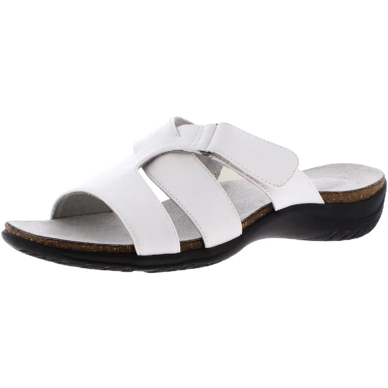 Frenzy Womens Faux Leather Comfort Slide Sandals