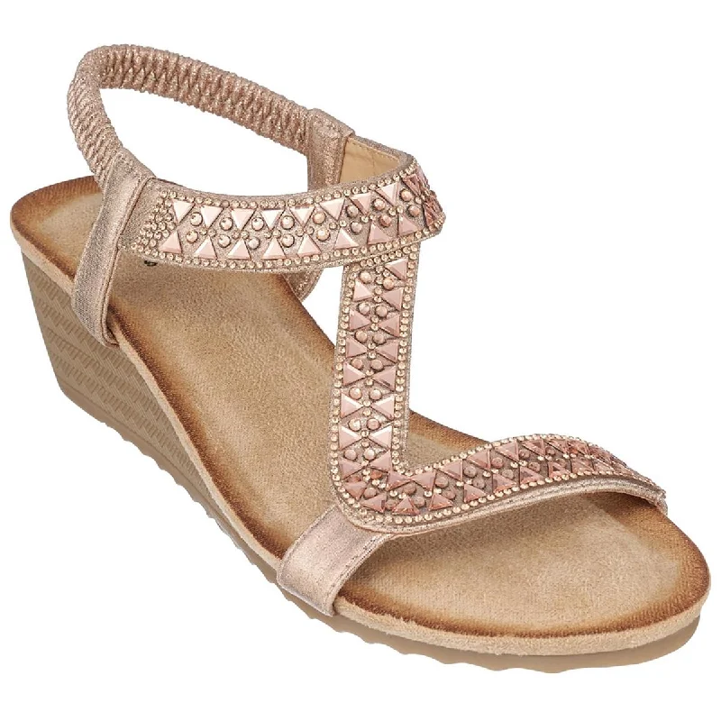 G.C. Shoes Womens Dua Embellished Almond Toe Wedge Sandals