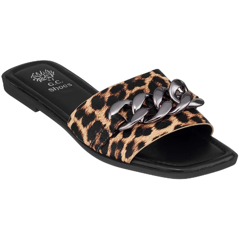 GC Shoes Womens RINA Chain Vinyl Slide Sandals