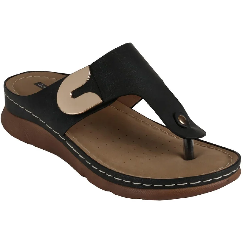 Good Choice Womens Sam Slip On Faux Leather Thong Sandals