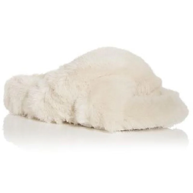 J/Slides Womens Charli Faux Fur Open Toe Slide Sandals