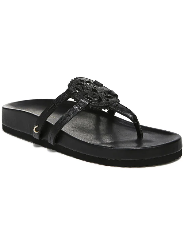 Jules Womens Faux Leather Laser Cut Thong Sandals