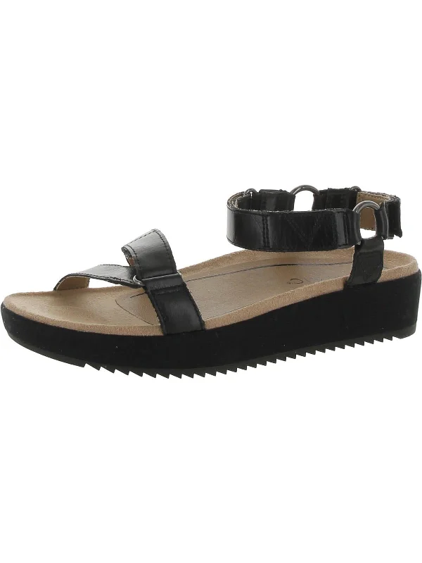 Kayan Womens Leather Flatform Footbed Sandals