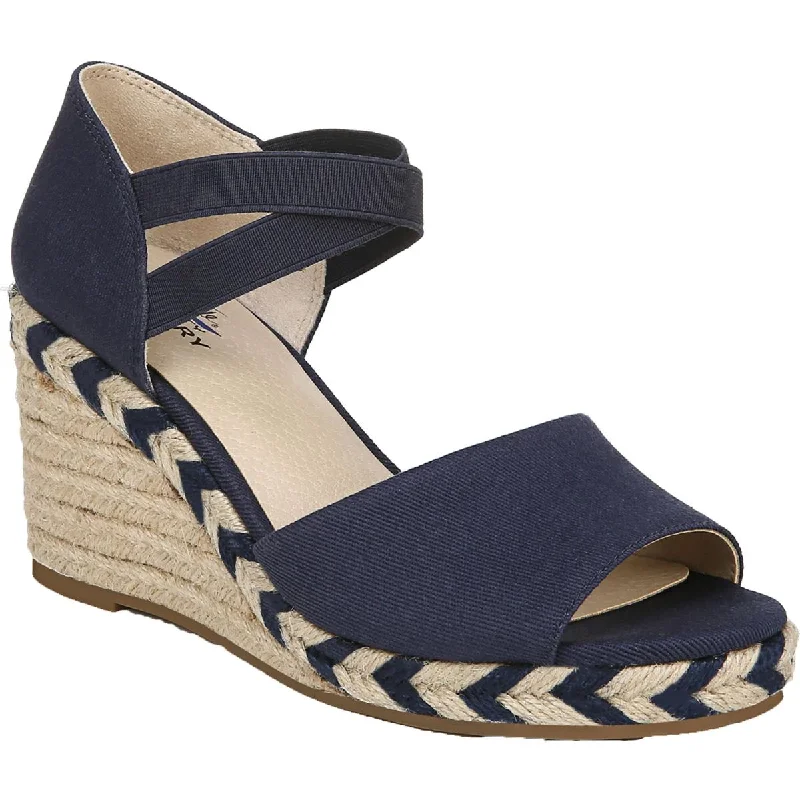 LifeStride Womens Taffy Canvas Peep Toe Wedge Sandals