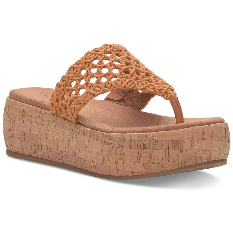 Lucky Brand Womens Jaslene Macrame Slip On Flatform Sandals