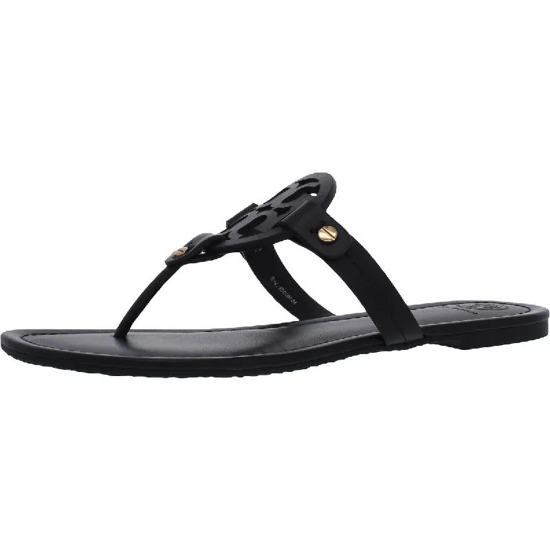 Miller Womens Patent Leather T-Strap Thong Sandals