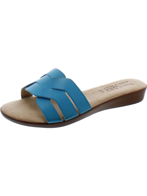 NICIA Womens Faux Leather Slide Sandals