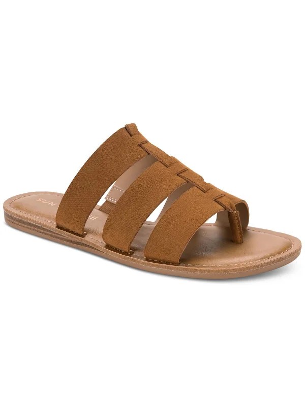 Oliaa Womens Faux Suede Toe-Post Slide Sandals