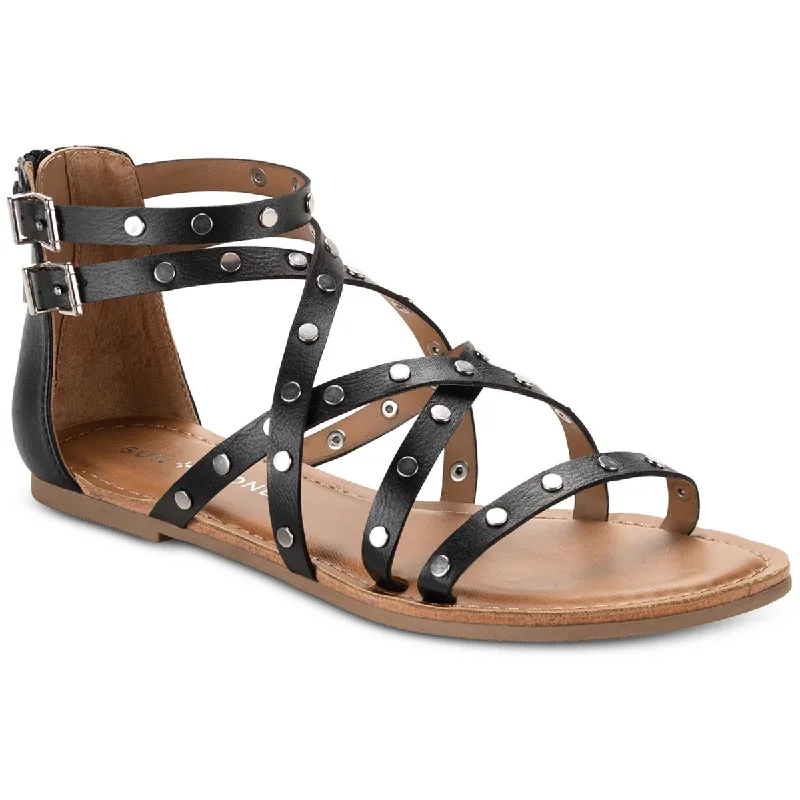 Sun + Stone Womens RACHAELL Studded Crisscross Gladiator Sandals