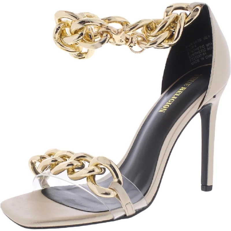 True Religion Milagros Women's Faux Leather Chain Trim Dress Sandals