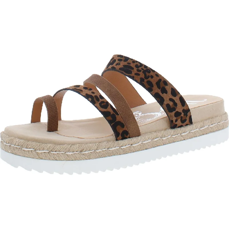 Very G Womens Groove 2 Leopard Print Casual Strappy Sandals