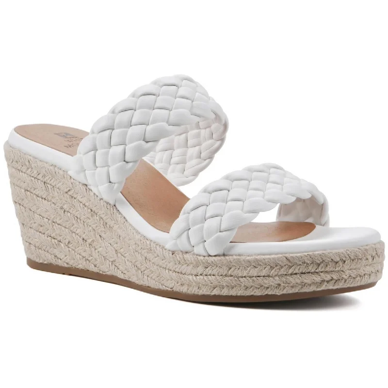 White Mountain Womens Yoyo Woven  Wedge Sandals