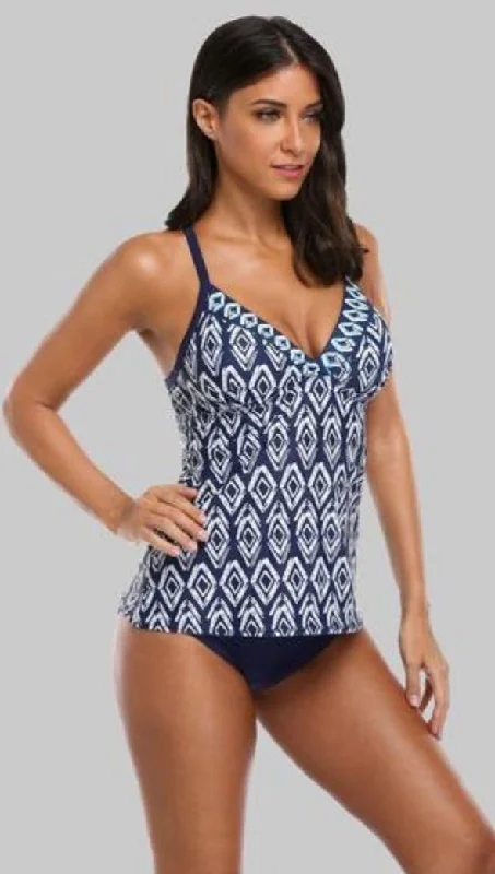 ANNA - Floral Printed Push Up Tankini Set