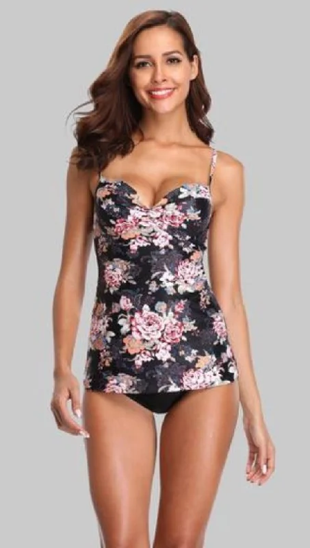 DIANE - Retro Floral Print Tankini Set