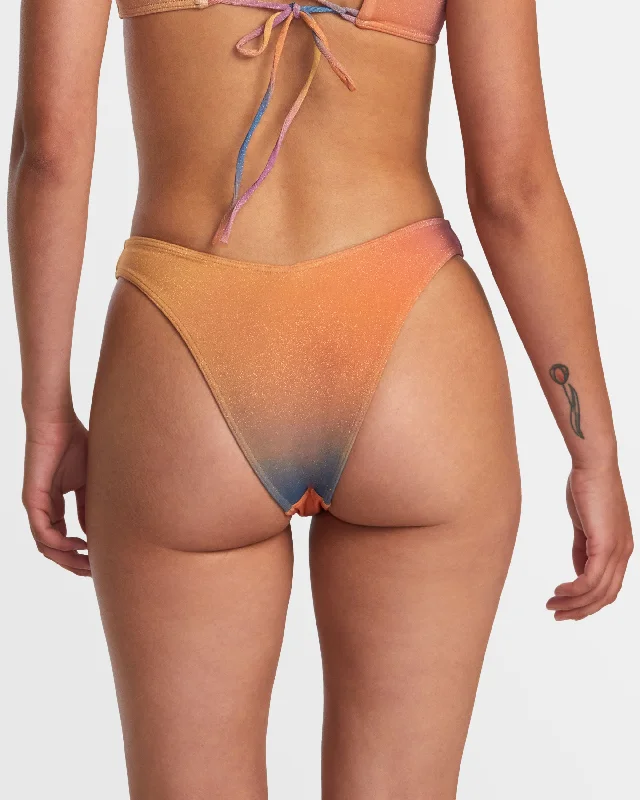 Golden High Leg French Bikini Bottoms - Multi