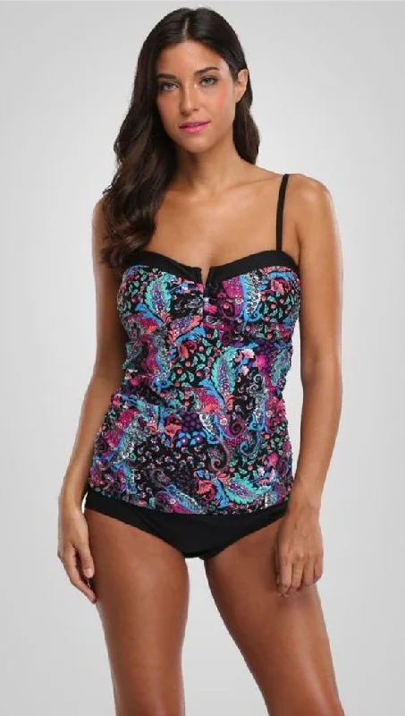 GRACE - Vintage Floral Padded Tankini Set