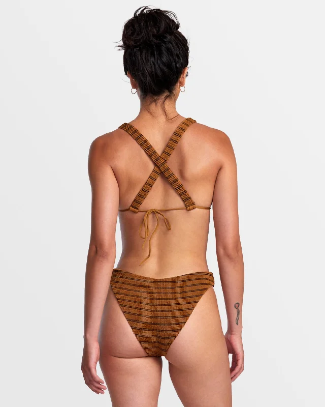 Grooves Stripe Medium Bikini Bottoms - Workwear Brown