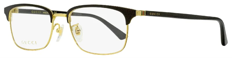 Gucci Men's Rectangular Eyeglasses GG0131O 001 Gold/Black 53mm