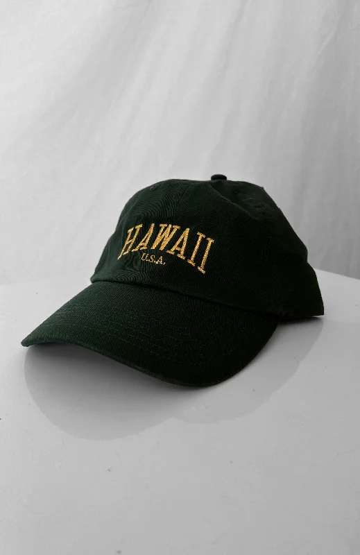 Hawall Usa Embroidered Cap Dark Greeni