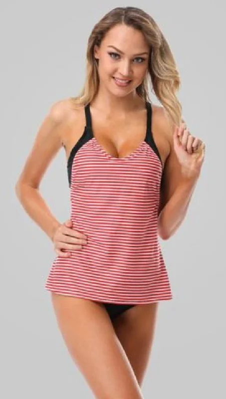 LILIAN - Striped Halter Padded  Tankini Set