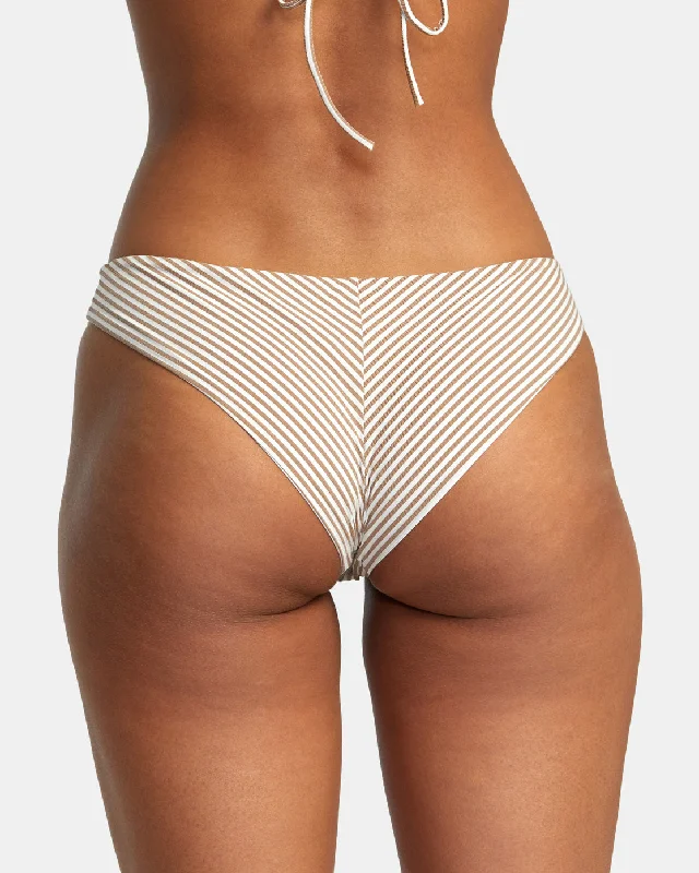 Linear Cheeky Bikini Bottoms - Workwear Brown