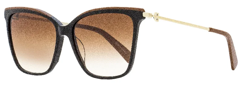 Longchamp Women's Square Sunglasses LO683S 001 Black/Brown/Gold 56mm