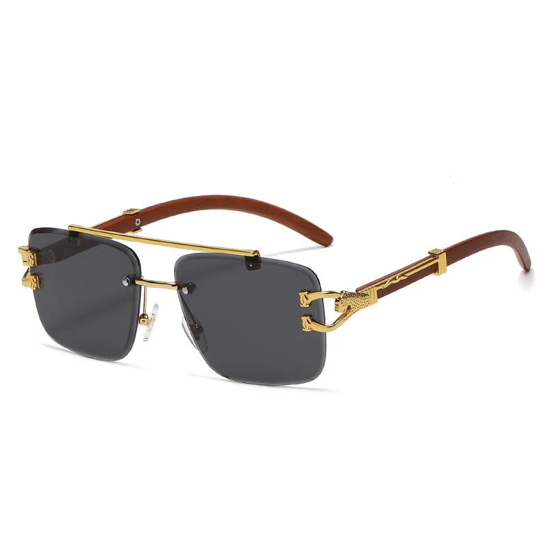 Men and Women Retro Luxury Square Gold Lion Decoration Sunglasses