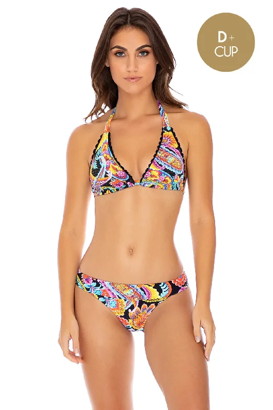 MOON NIGHTS - Triangle Halter Top & Banded Full Bottom • Multicolor