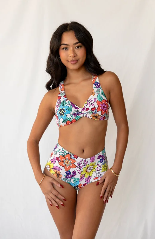 80’s Muse Retro Flora Twisted Sport Bikini Top