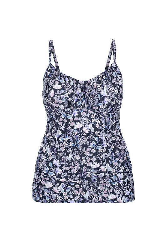 Navy Floral Underwire Tankini Top