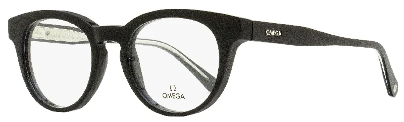 Omega Men's Pantos Eyeglasses OM5003H 001 Black/Crystal 52mm