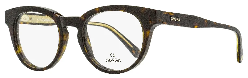 Omega Men's Pantos Eyeglasses OM5003H 052 Dark Havana/Crystal 52mm