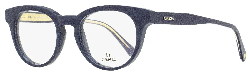 Omega Men's Pantos Eyeglasses OM5003H 090 Blue/Crystal 52mm